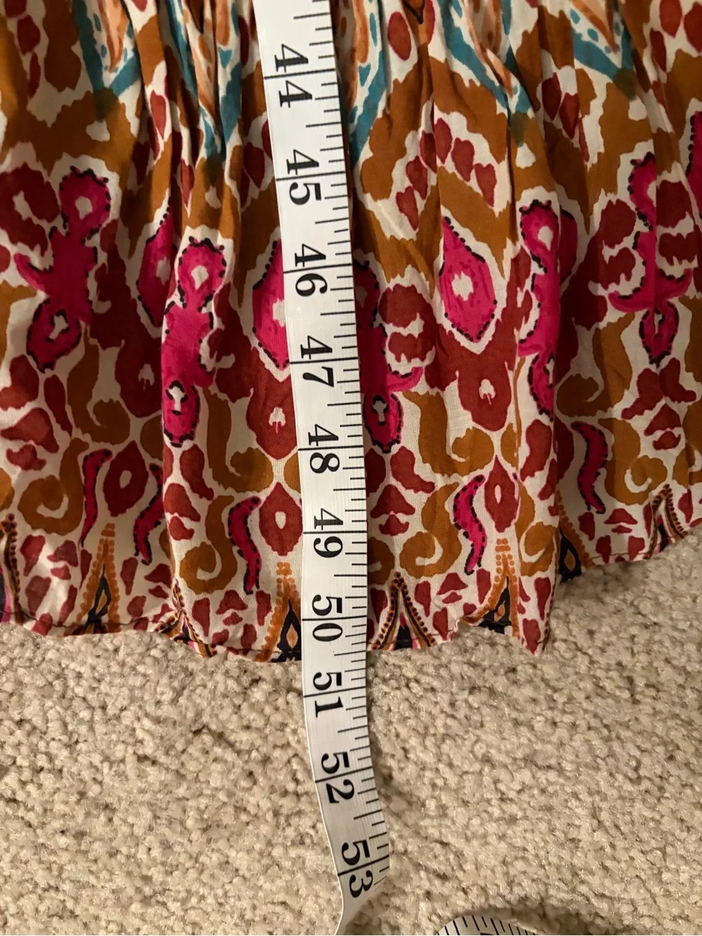 Ruby Yaya Boho Ikat Print Midi Shirt Dress Pink Orange Tiered Belted Festival xs